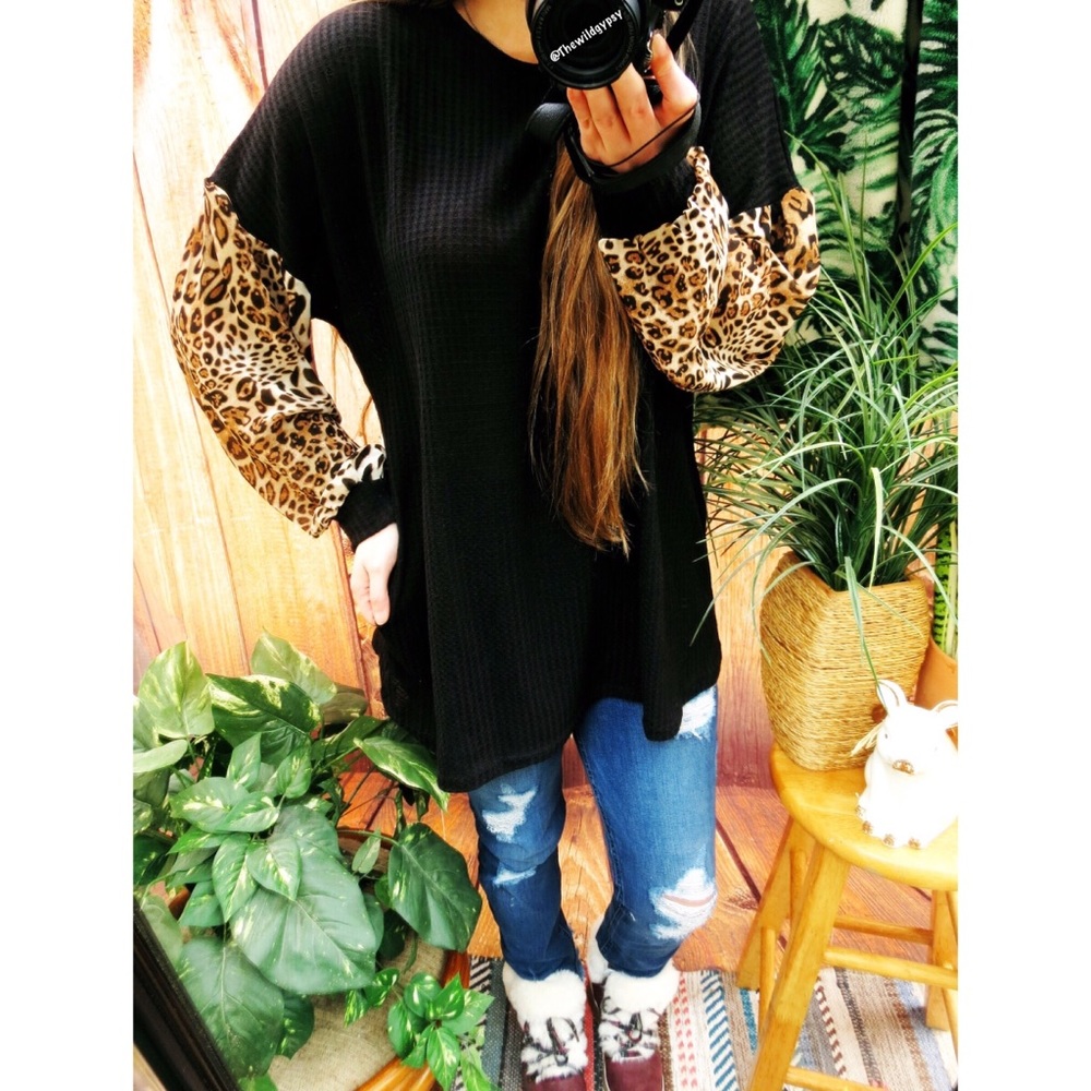 NWT Cheetah print waffle knit long sleeve ✨